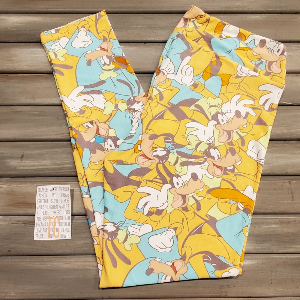 LuLaRoe Cartoon Print Leggings - Yellow and Blue